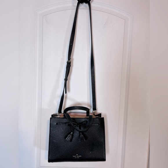 kate spade Handbags - Kate Spade Hayes Triple Compartment Satchel Crossbody Leather Bag - Black